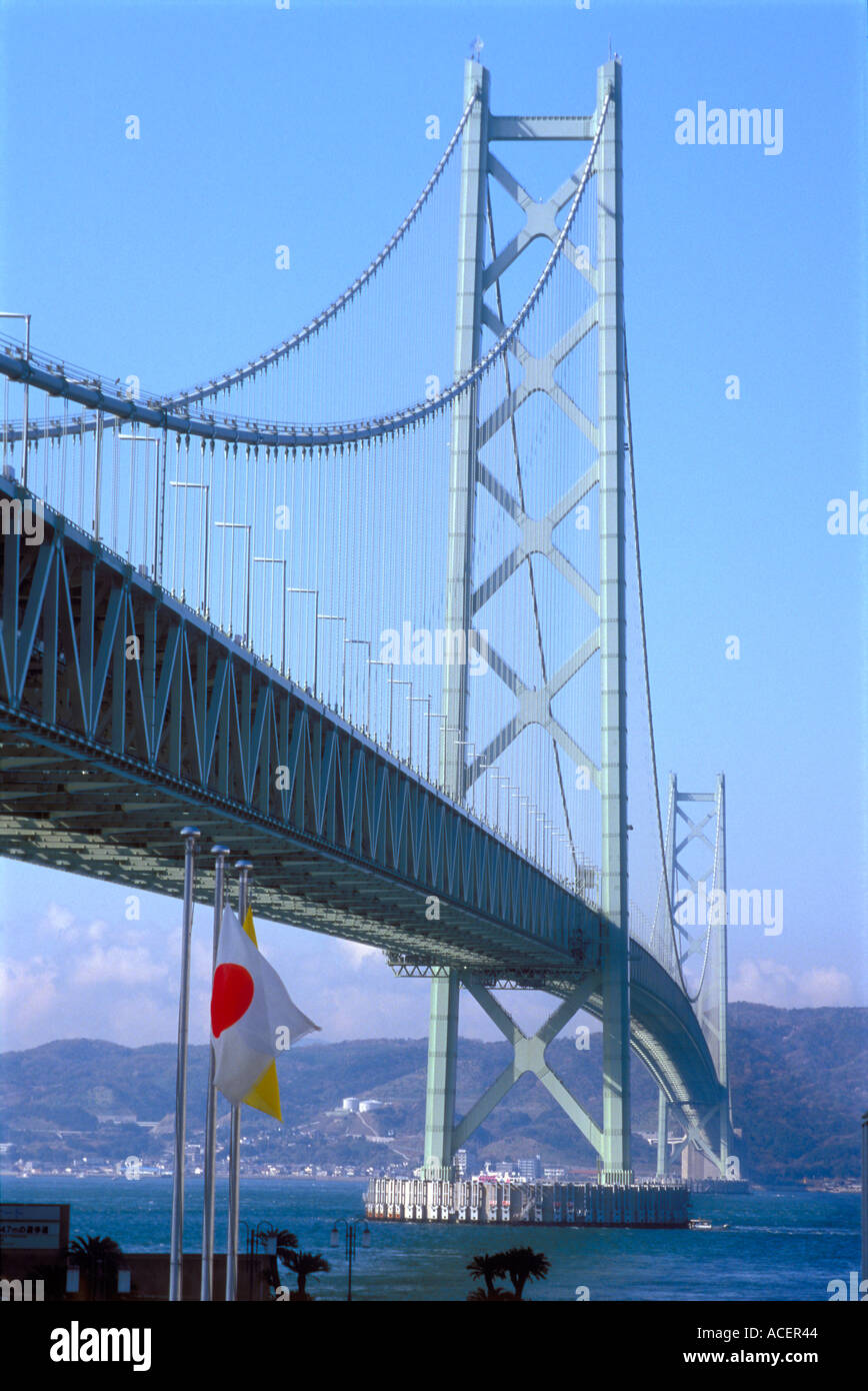 Akashi Kaikyo Ohashi bridge connecting Kobe and Awaji Island is longest suspended span in world