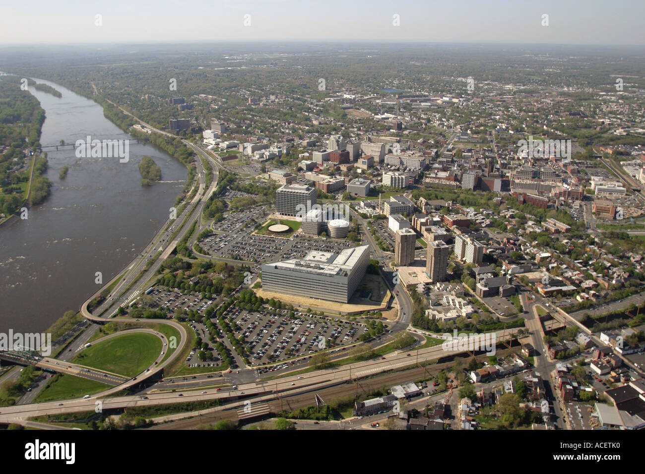 Aerial view of Trenton, capital of New Jersey, U.S.A. Stock Photo