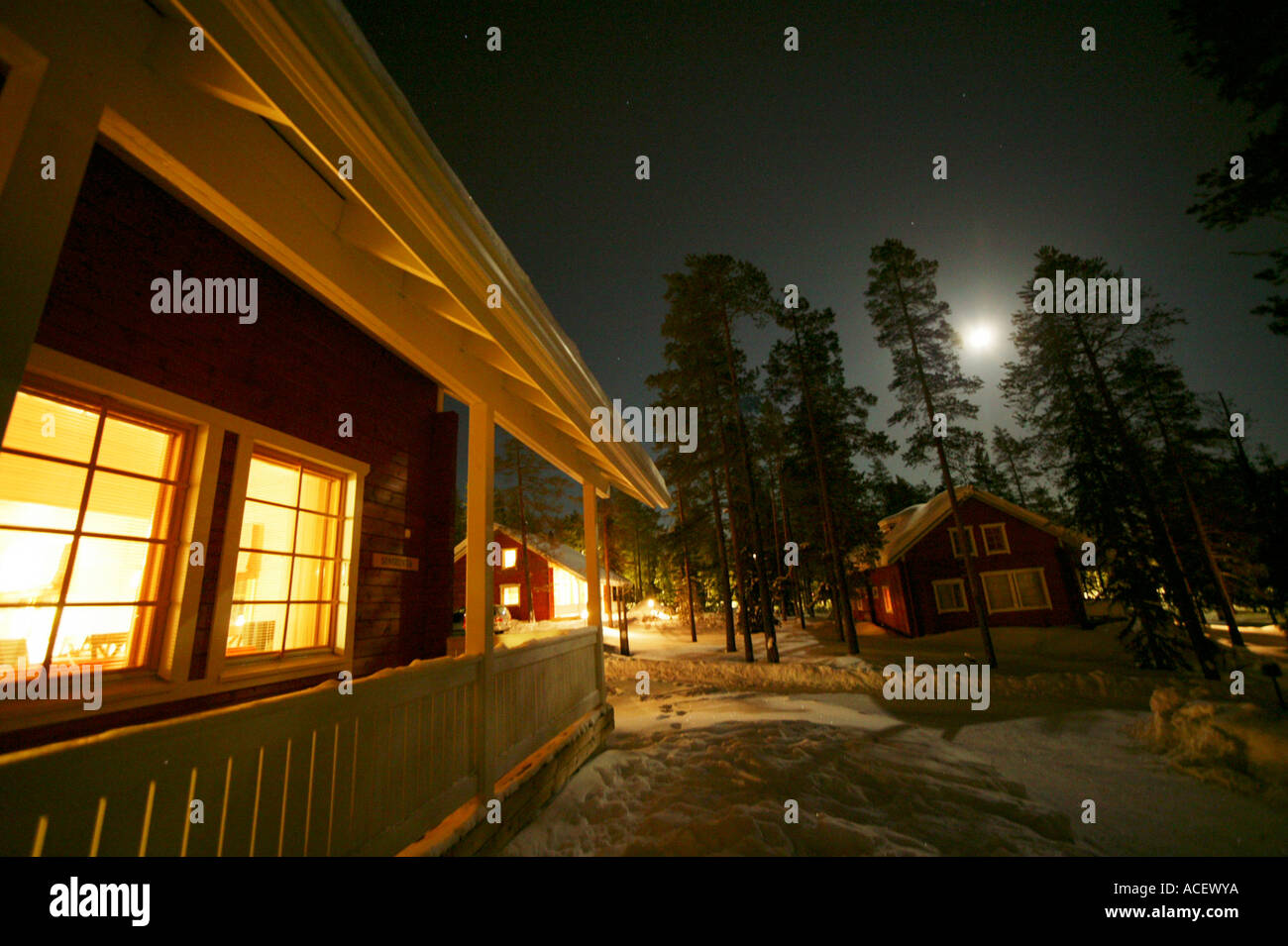 Log Cabin in Winter. Lapland, Finland Stock Photo - Alamy