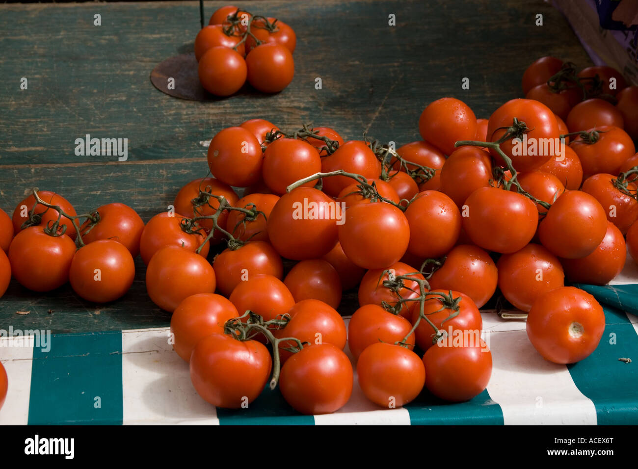 Vine Ripe Market Vine-Ripened tomatoes on display at the Continental open air market in ...
