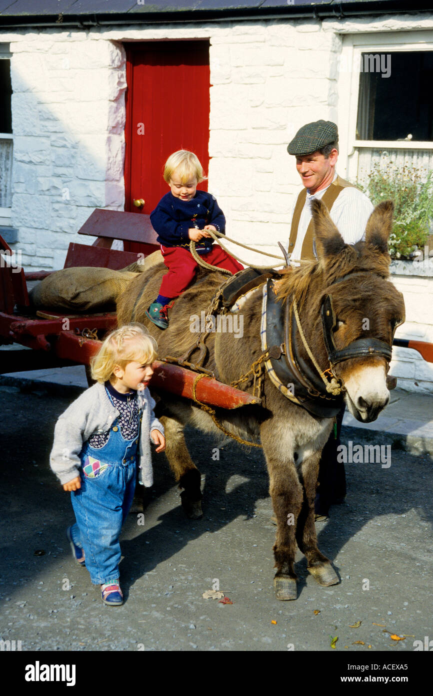 Bunratty County Clare Ireland Donkey cart with kids at Bunratty Castle
