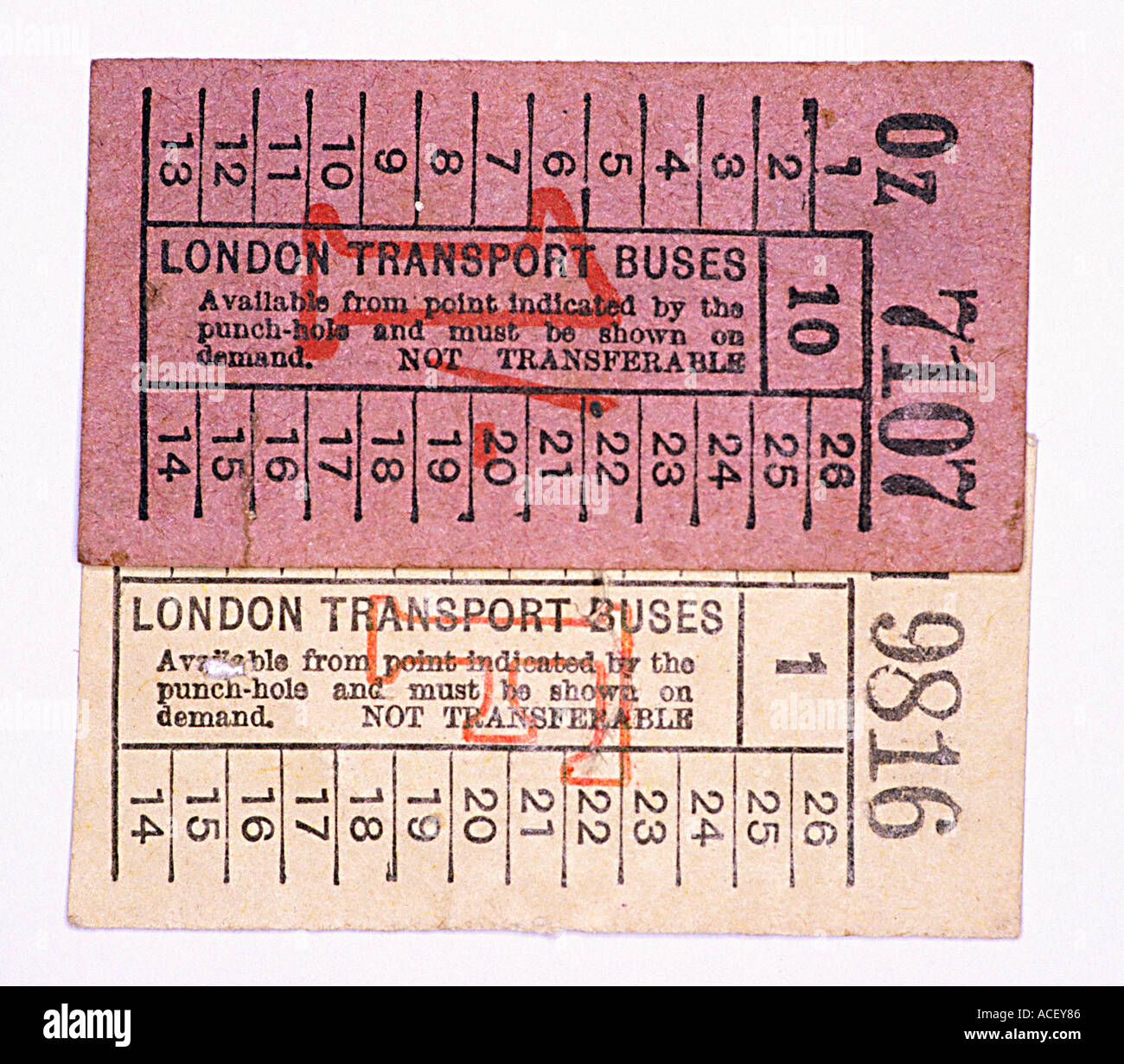 London Transport bus tickets Stock Photo