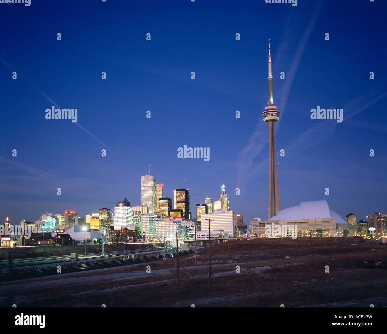 CN Tower Toronto Canada City Lights Stock Photo - Alamy