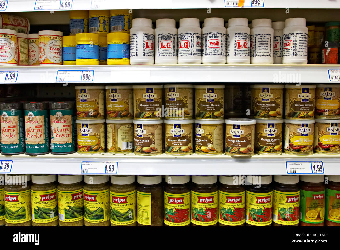 STREET SCENE Chicago Illinois Bottles and cans of Indian food on