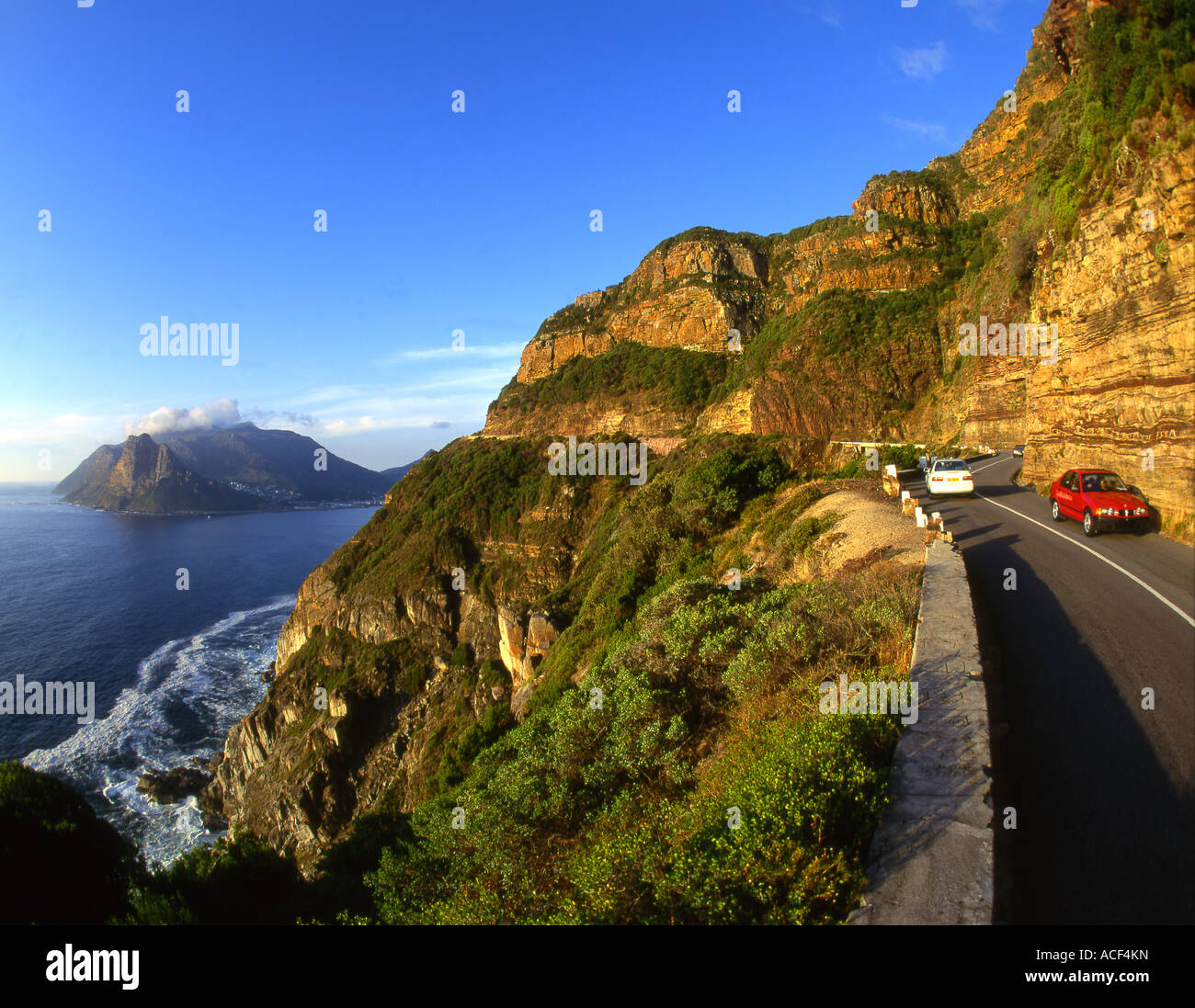 Vehicles driving along Chapmans Peak Drive near Cape Town, Western Cape Province; South Africa Stock Photo