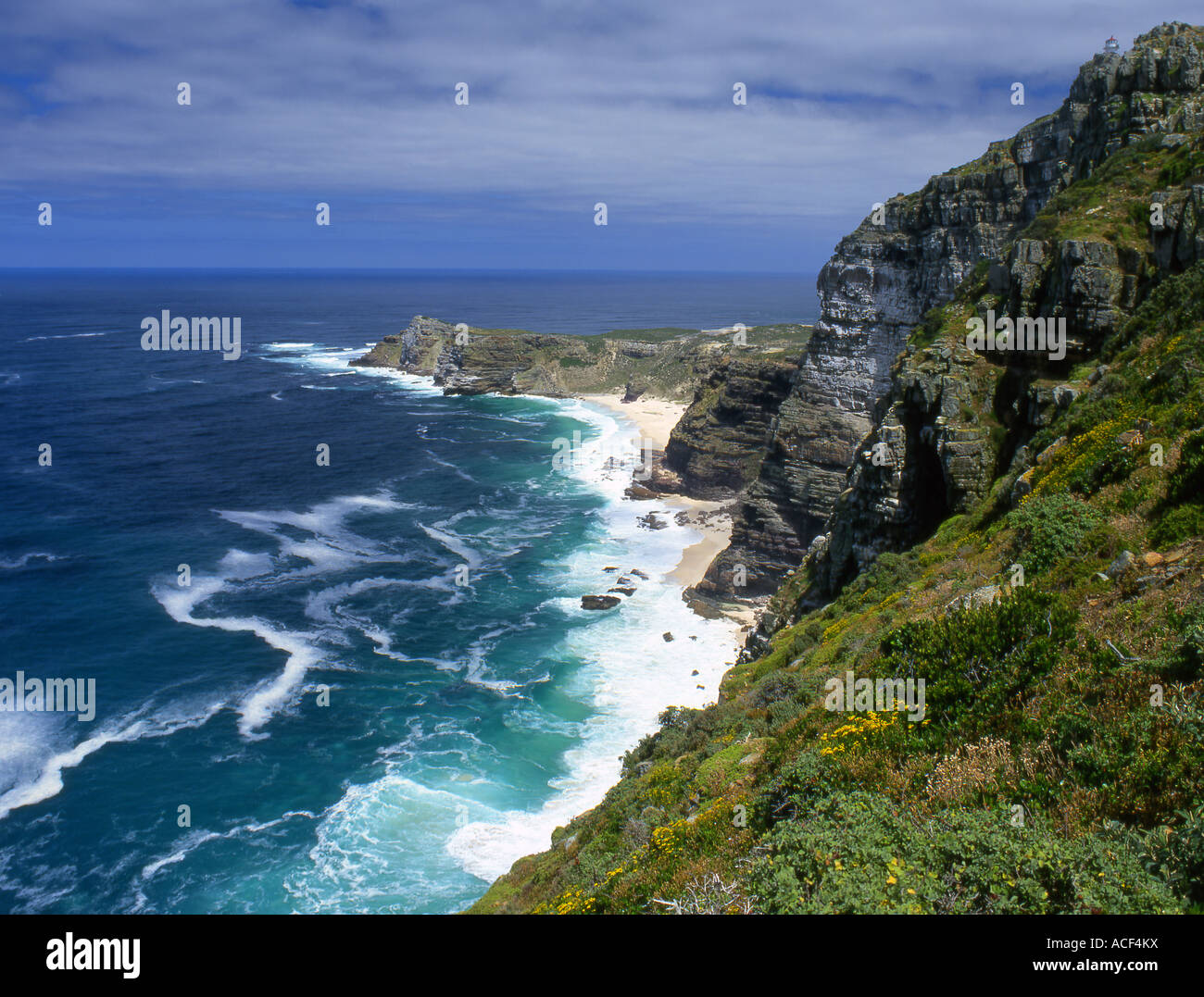 View from Cape Point to Cape of Good Hope Cape Town, Western Cape Province; South Africa Stock Photo