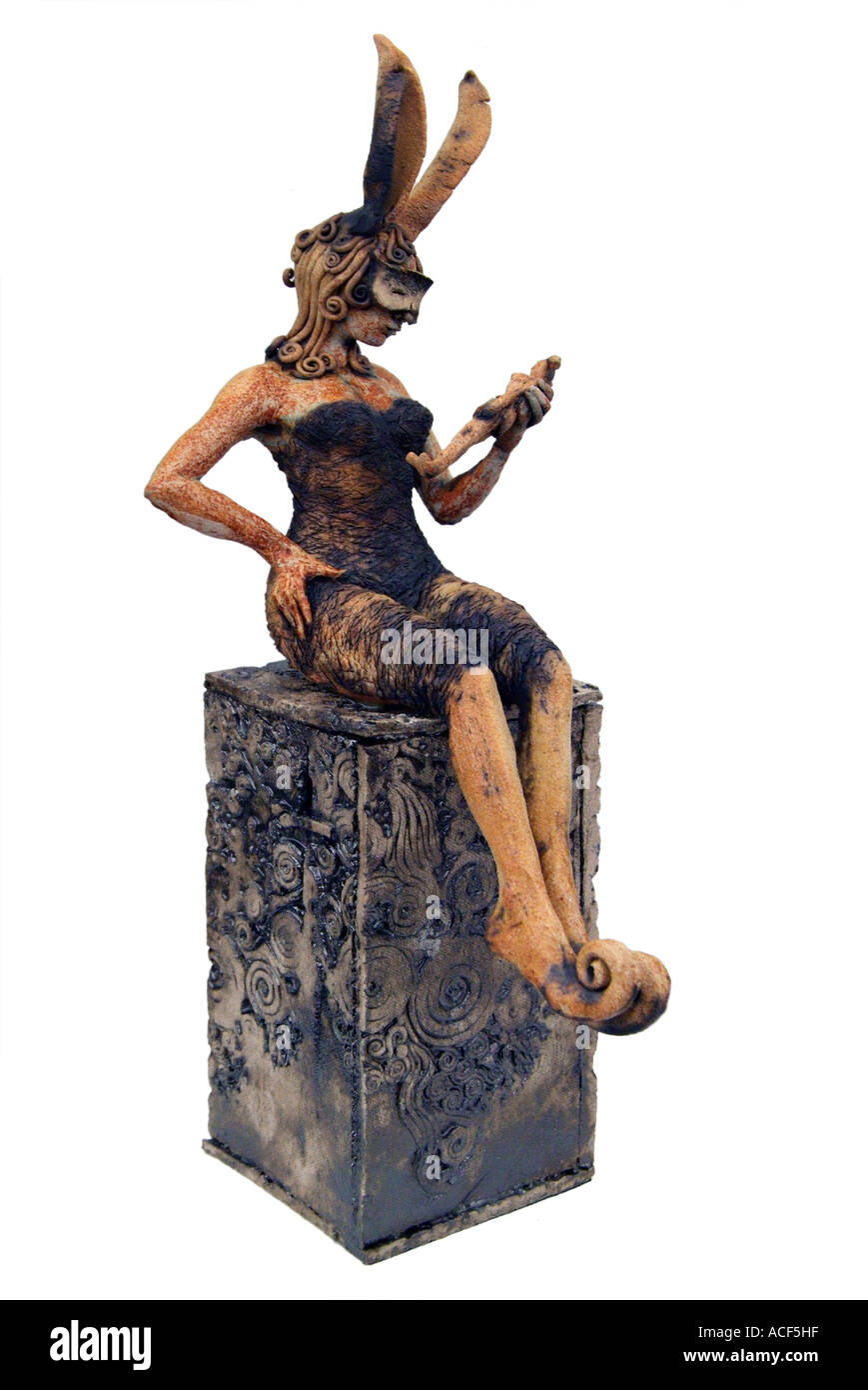 human figure human humanoid caricature cartoon peculiar sat seat model box female feminine woman girl myth mythological fantasy Stock Photo