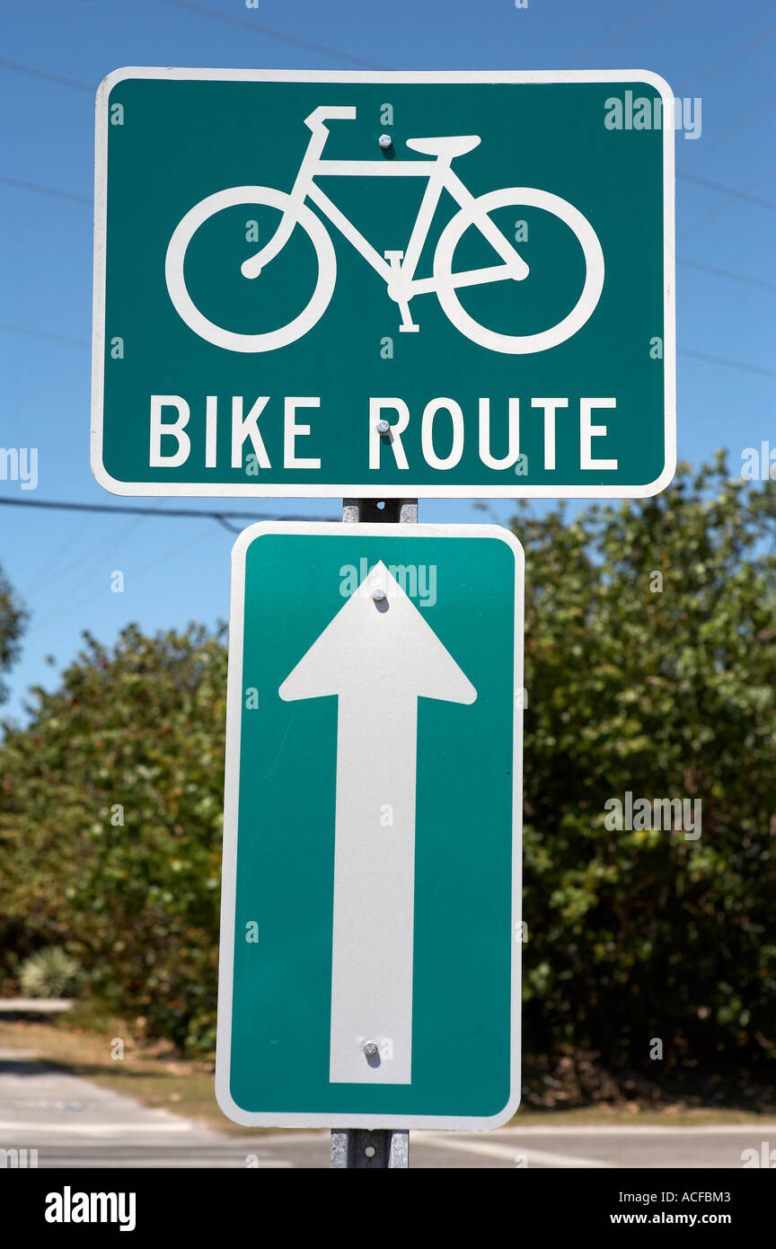 Bike route sign tourism on the island encourages visitors to hire bikes