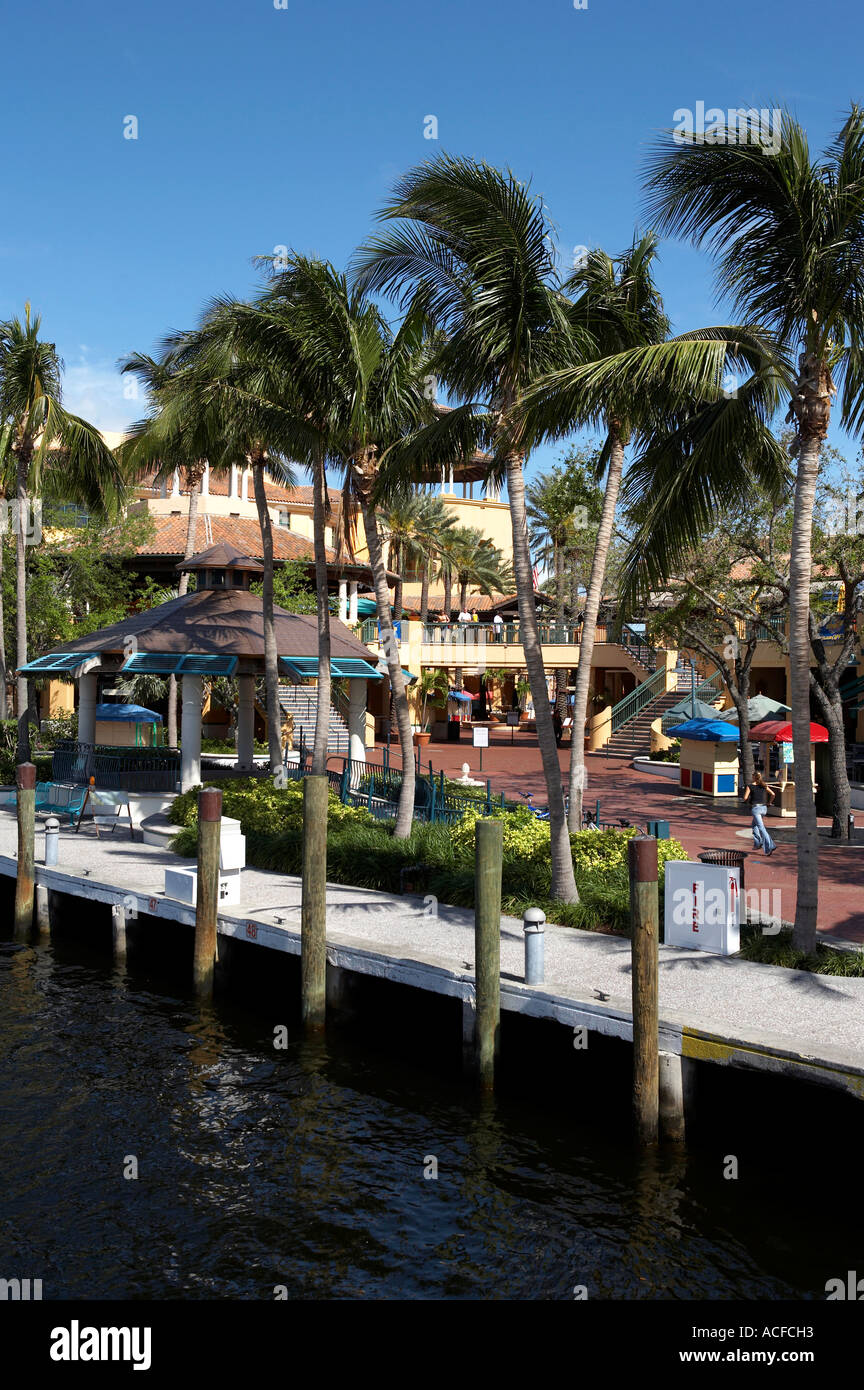 View of las olas riverwalk, a newly redeveloped area designed for shopping and night life fort Lauderdale florida America usa Stock Photo