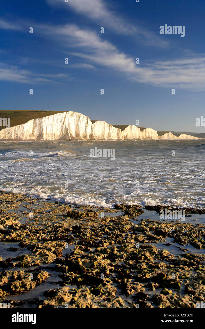 Chalk Rocks on the beach at Seaford Head, South Downs Way, 7 Sisters ...
