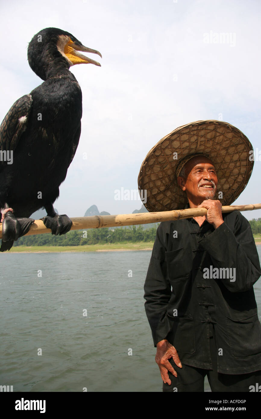 Cormorant fisherman in Yangshuo China Stock Photo Alamy