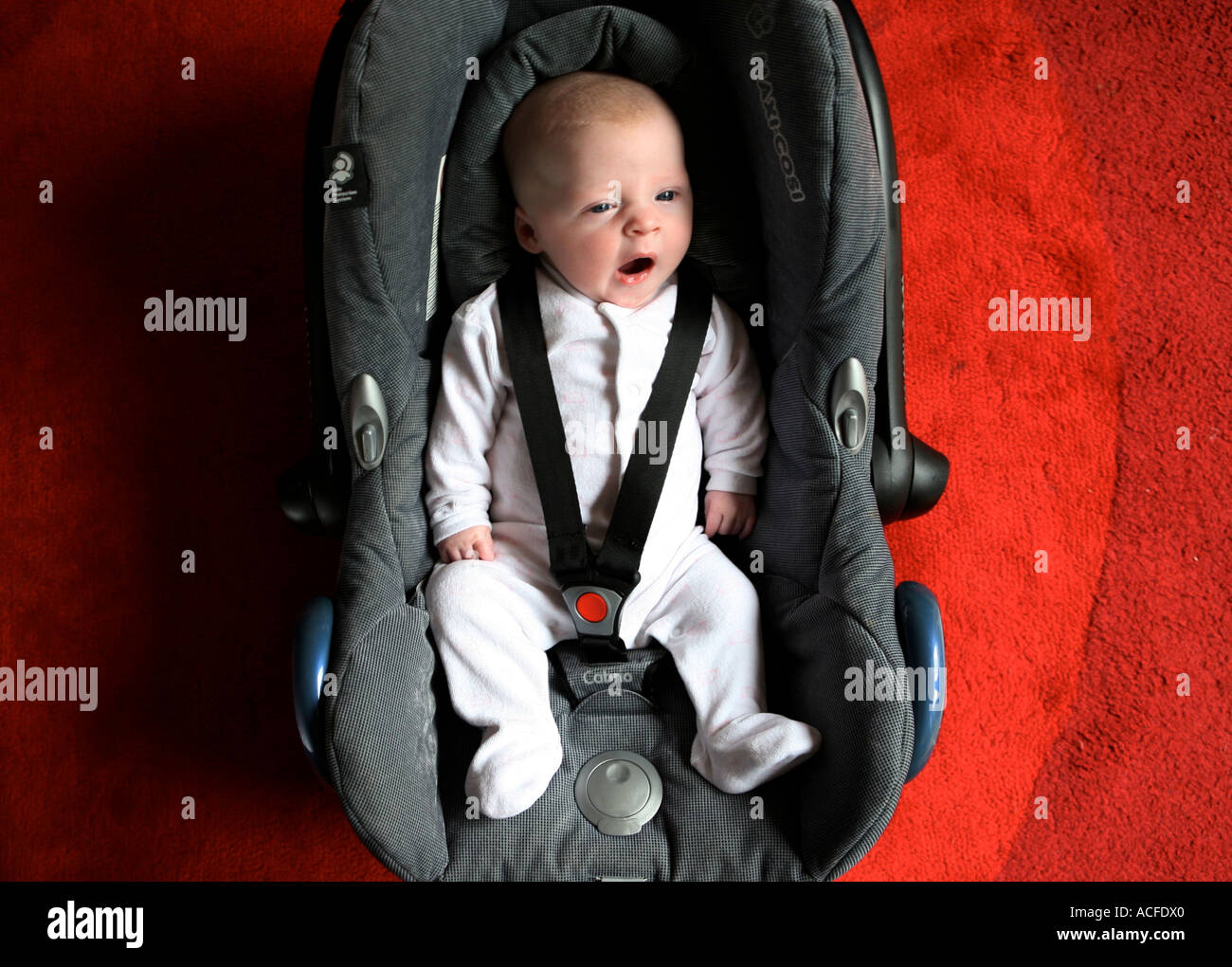 Baby in Car Seat Stock Photo Alamy