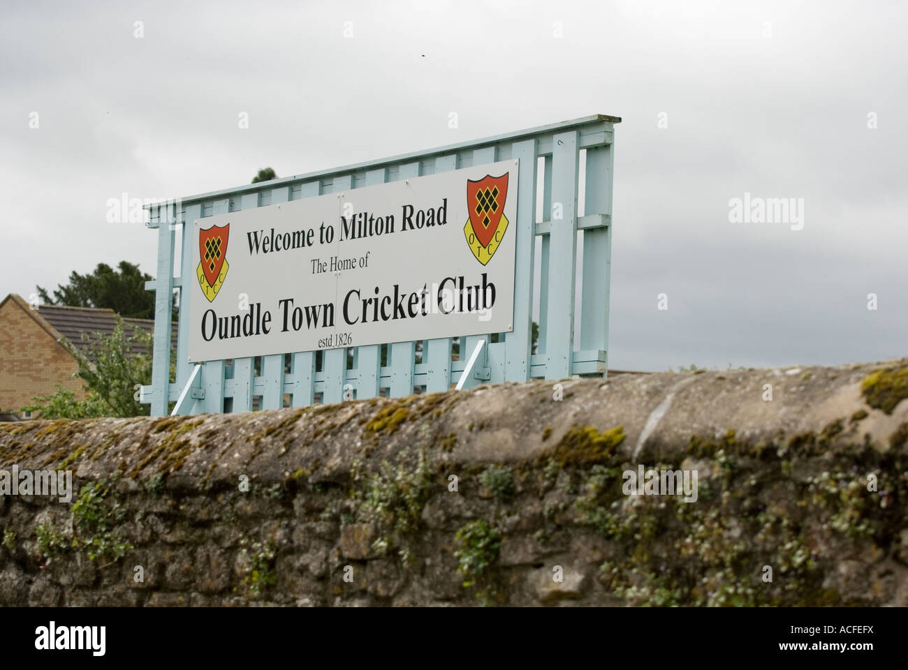 Oundle Cricket Club sign Stock Photo