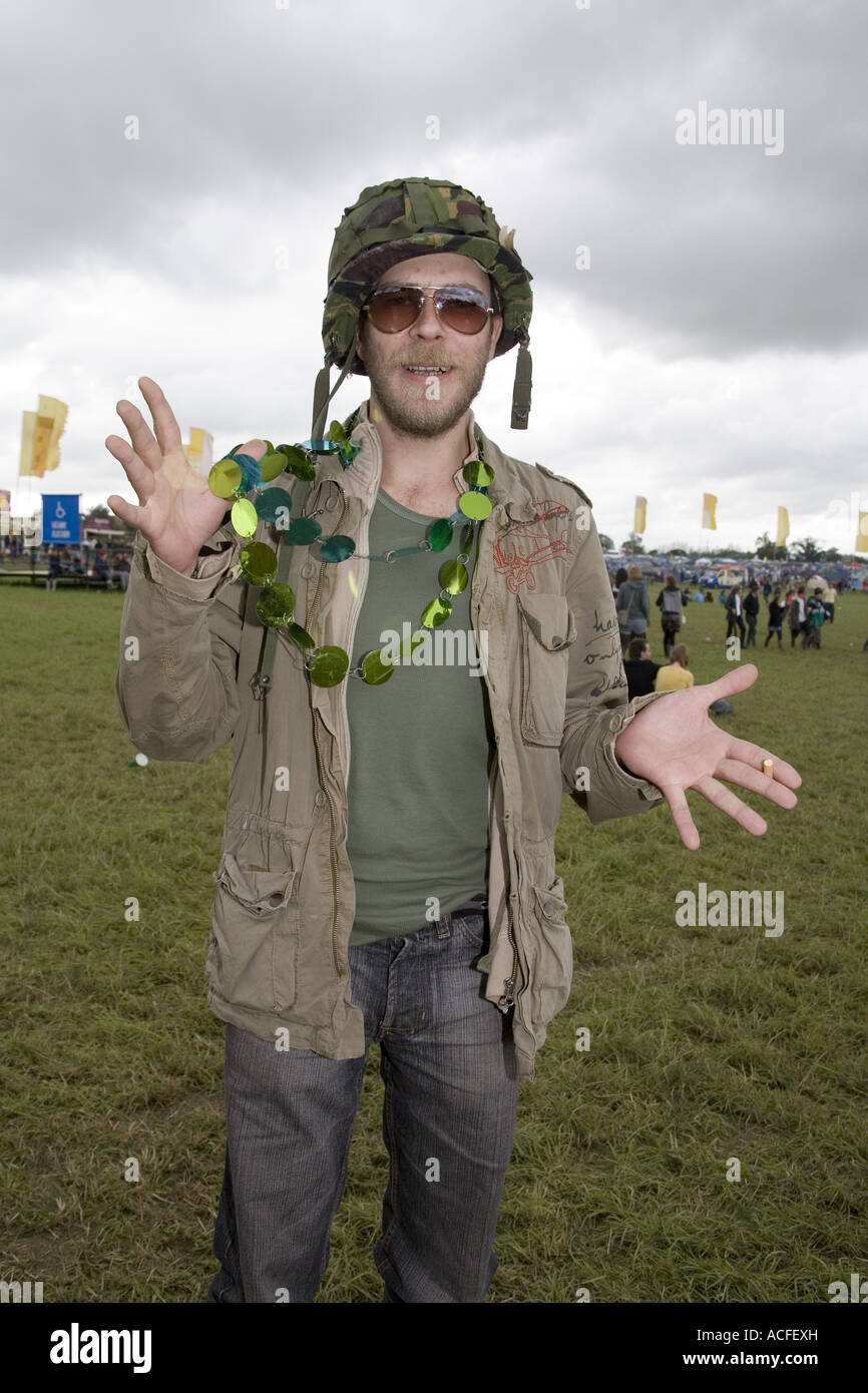 Fancy dress as a soldier at the Glastonbury festival 2007 Stock Photo