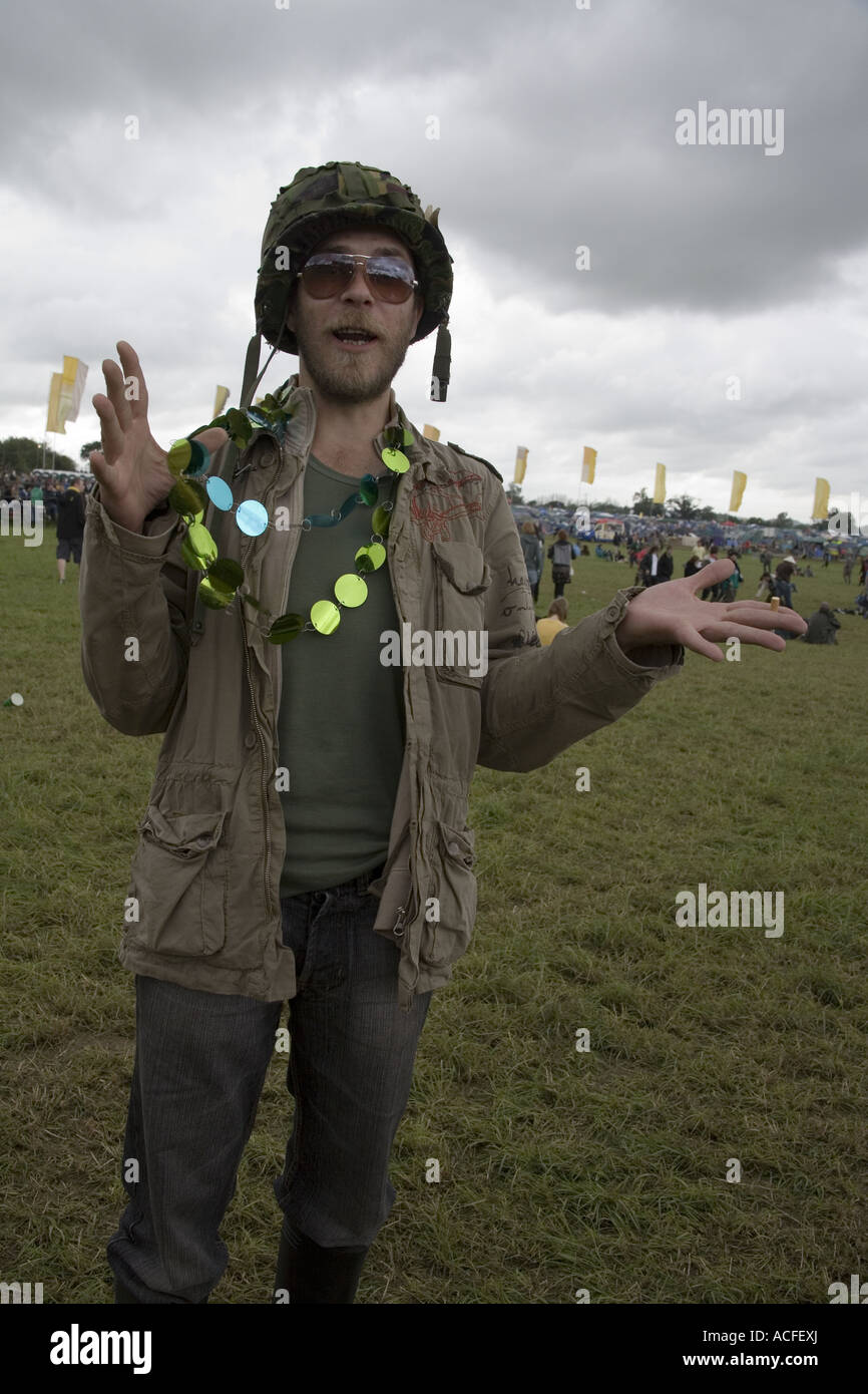 Fancy dress as a soldier at the Glastonbury festival 2007 Stock Photo