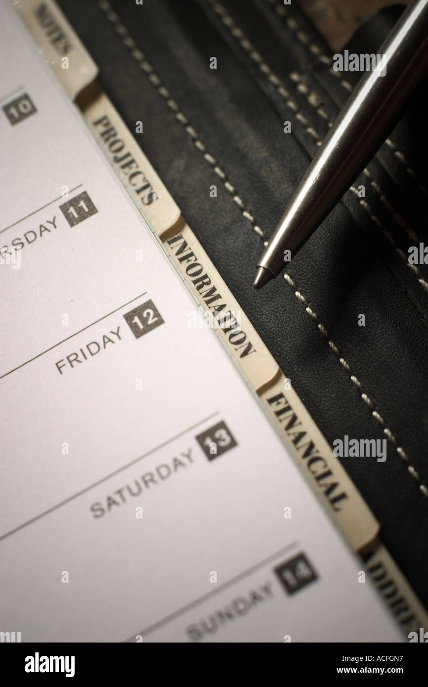 Personal organiser section information Stock Photo Alamy