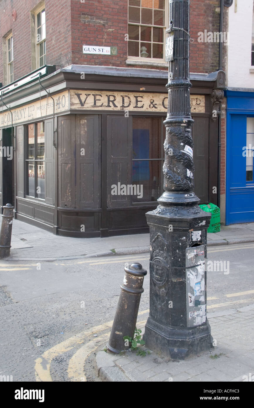 Traditional shop on the corner of Bushfields and Gun Streets in Spitalfields London