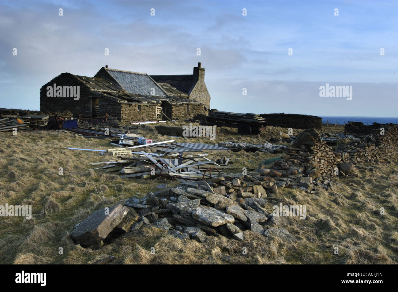 Abandoned farm house on North Ronaldsay Orkney Islands Scotland Stock Photo