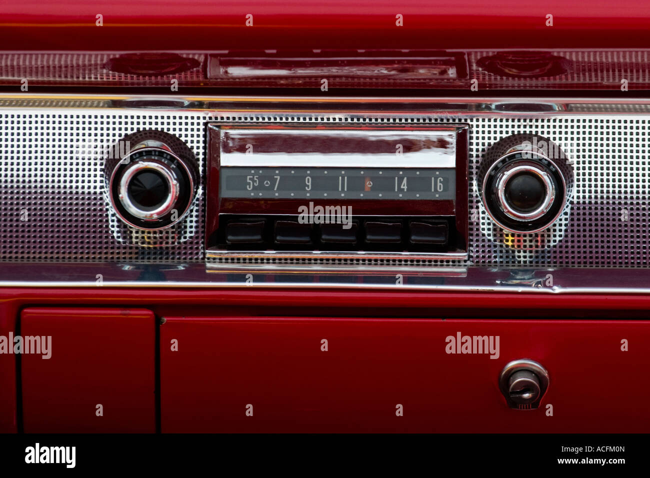 Old car audio in a american car Stock Photo Alamy
