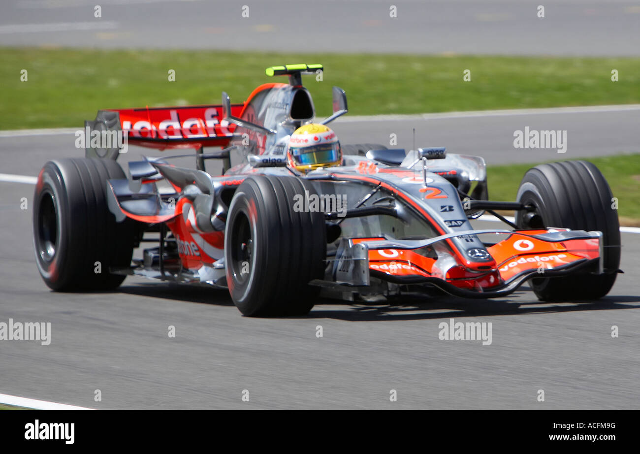 Lewis Hamilton driving his McLaren-Mercedes Forumla One Racing Car to take 3rd place at the British Grand Prix 2007 Stock Photo