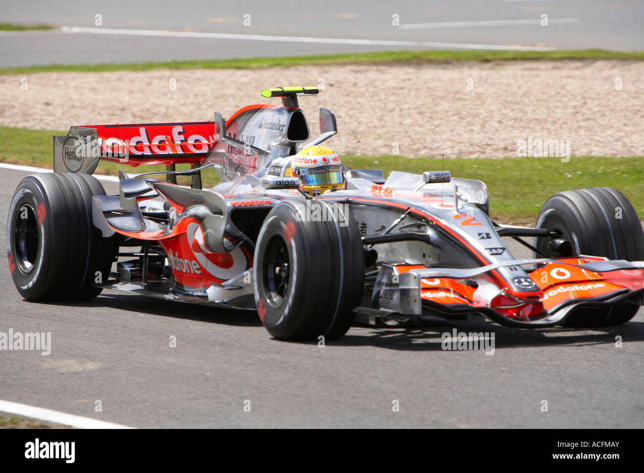 Lewis Hamilton driving his McLaren-Mercedes at the British Grand Prix 2007 Stock Photo