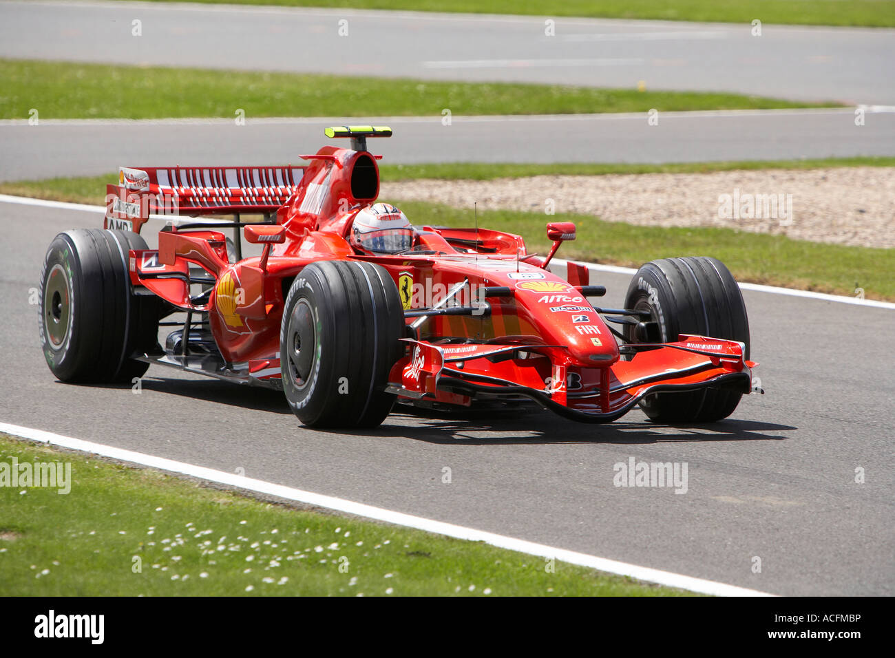 Kimi Raikkonen in his Ferrari at the British Grand Prix Stock Photo