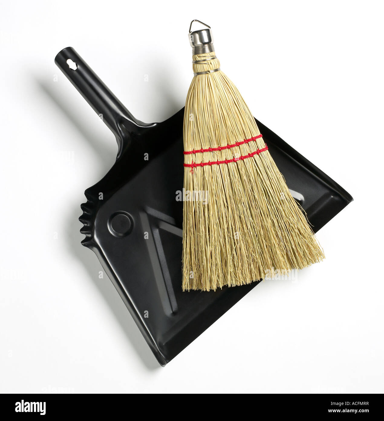 Dust Pan and broom elevated view Stock Photo Alamy