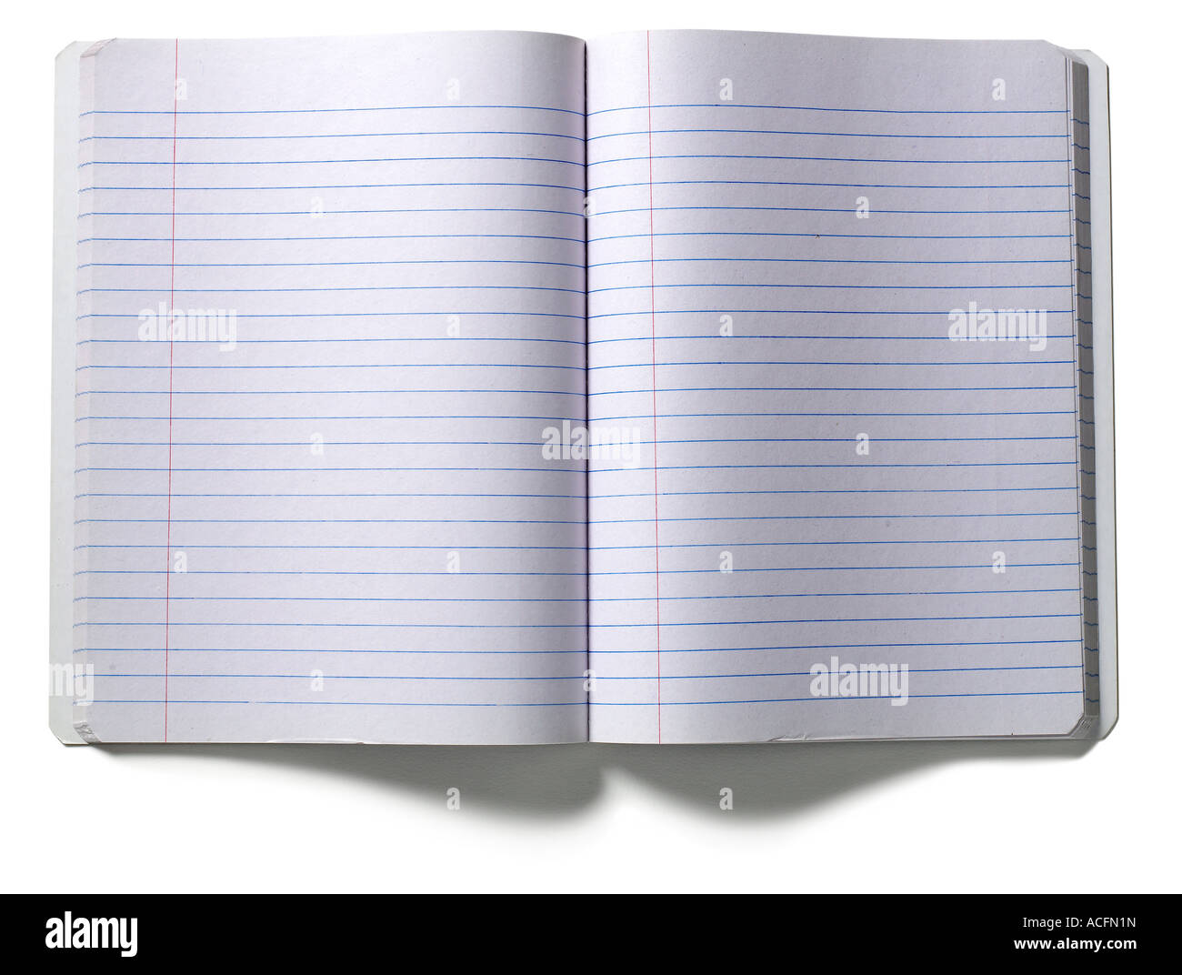 Open Composition Notebook elevated view Stock Photo