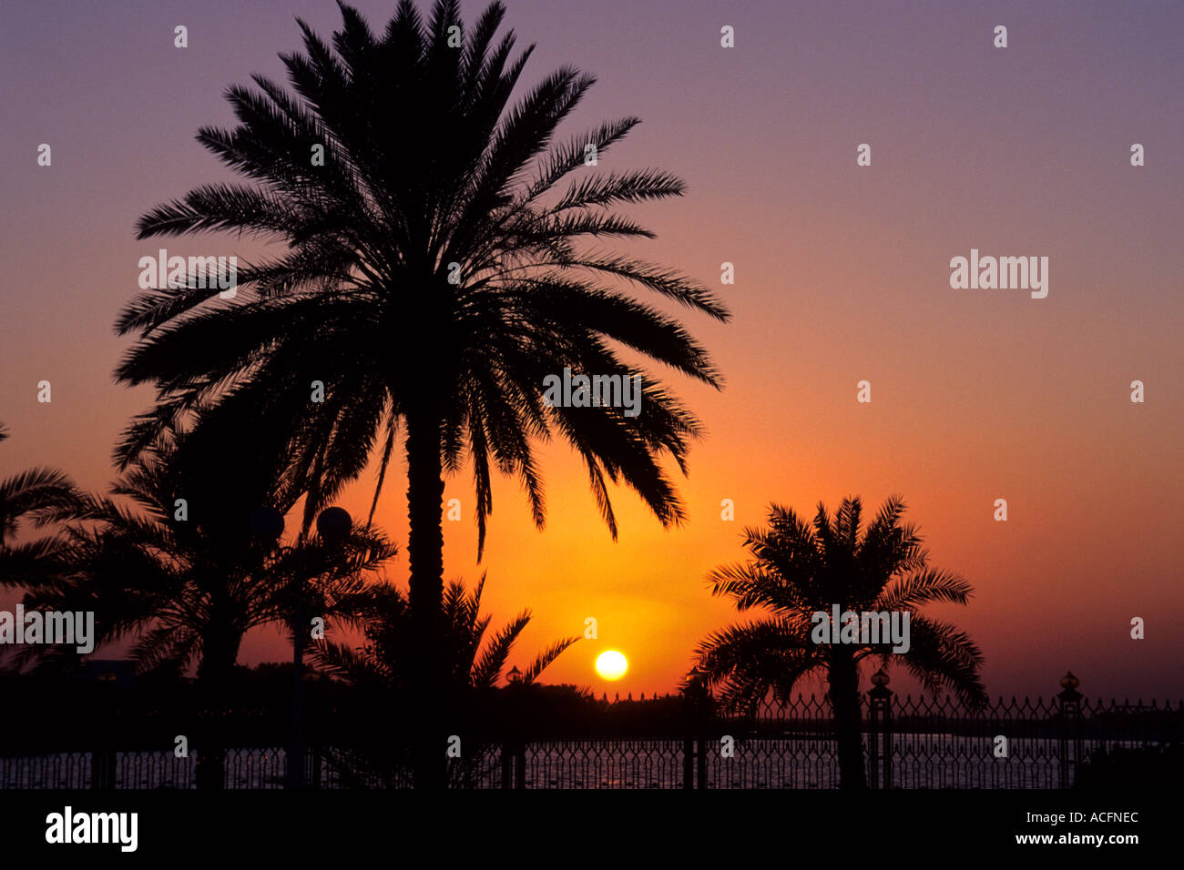 Batin sunset Abu Dhabi United Arab Emirates Stock Photo