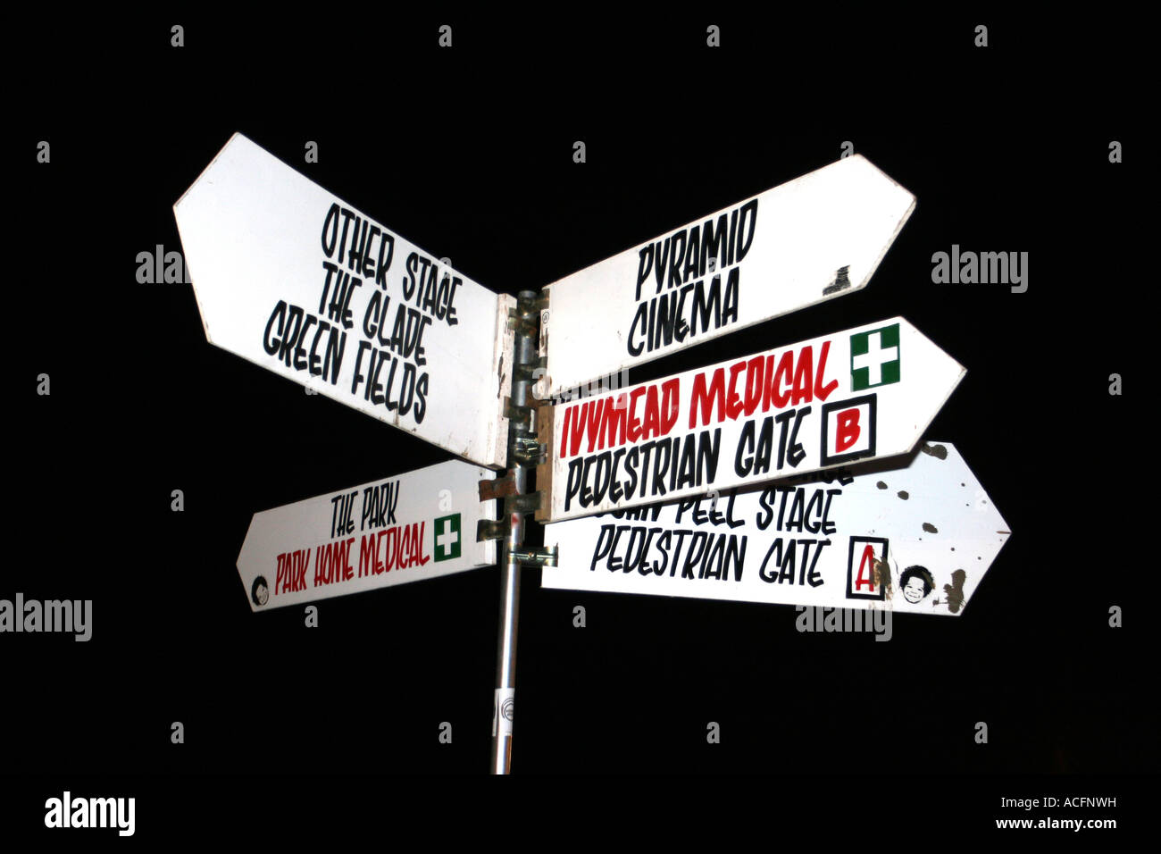 signs at the Glastonbury Festival 2007. Stock Photo