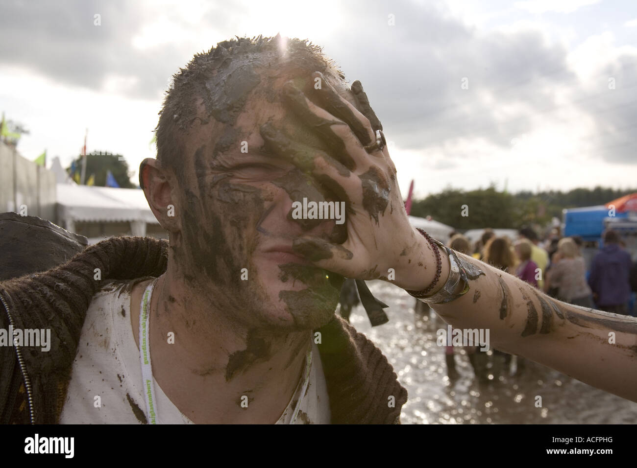 Man covered in mud glastonbury hi-res stock photography and images - Alamy
