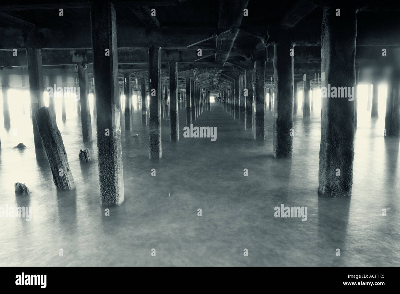 Photo of the supports underneath a pier Stock Photo