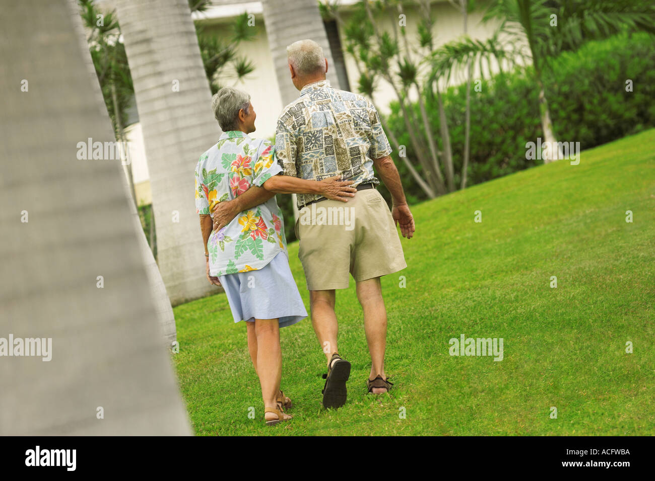 Senior couple walking Stock Photo