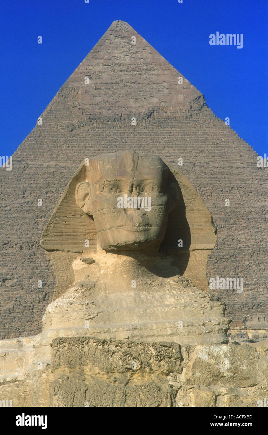 Great Sphinx statue and pyramid Stock Photo Alamy