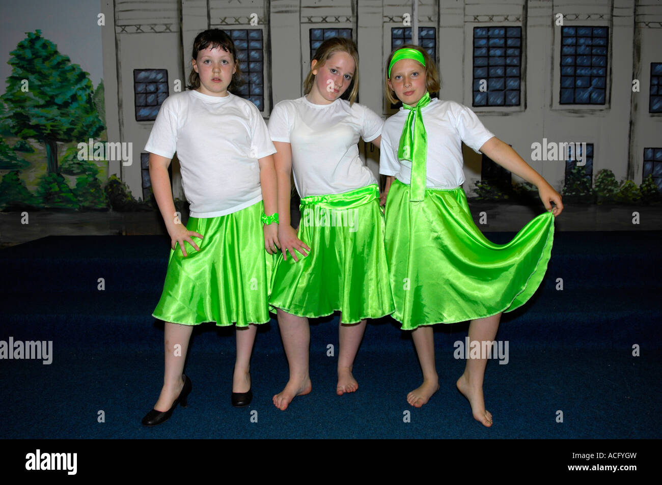 grease dancers primary school drama dramatic production play Stock