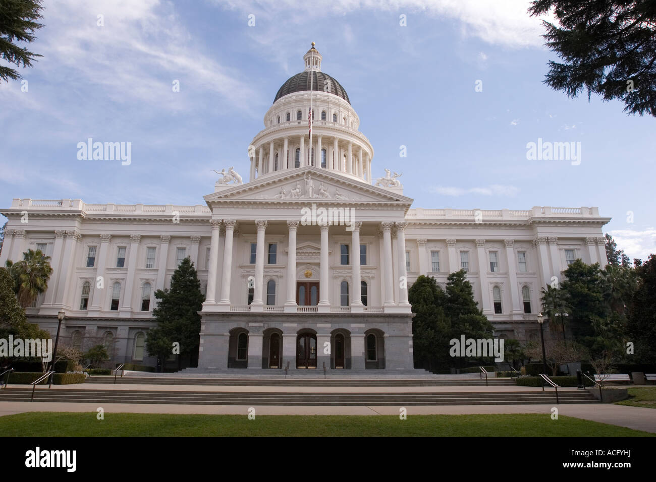 The outside of the California state capitol building or statehouse in ...