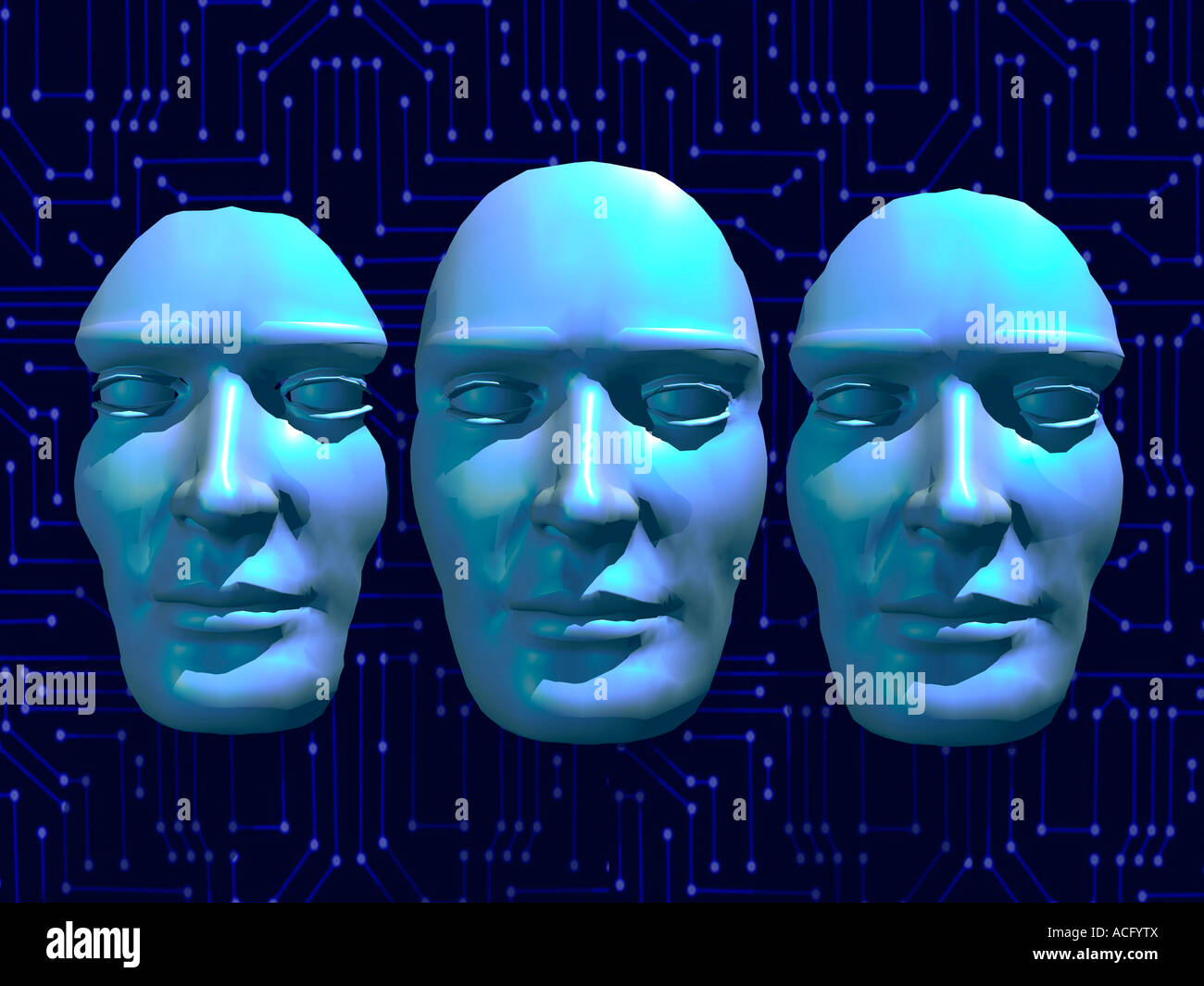 Masks A 3D Conceptual Image. Stock Photo