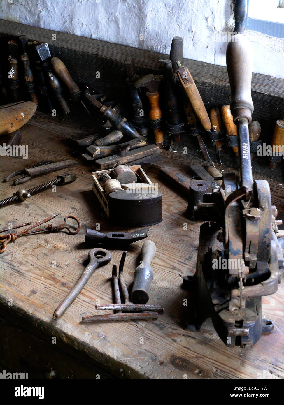Shoemakers tool bench Stock Photo
