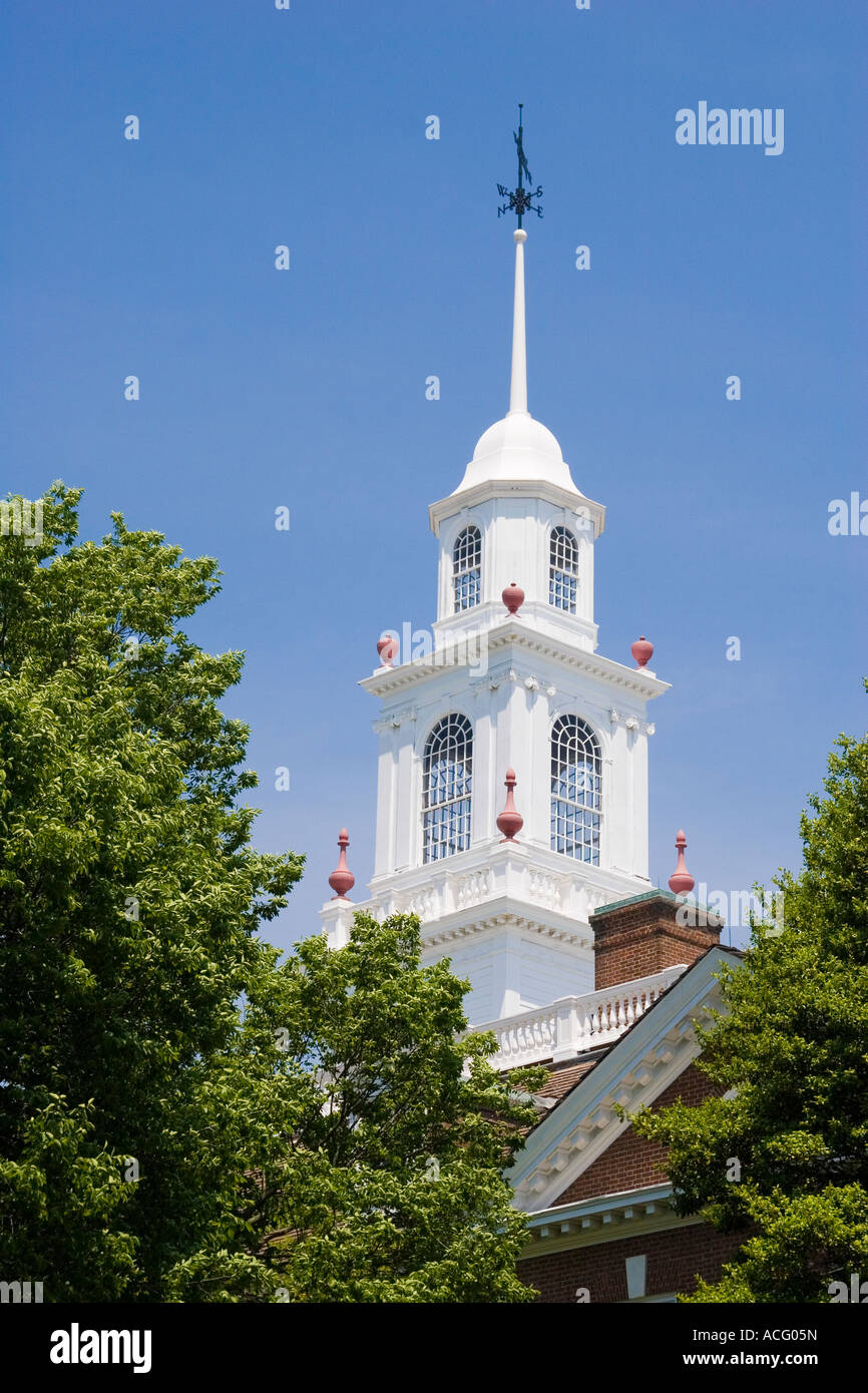 Steeple and spire of Legislative Hall the Delaware statehouse or capitol building in Dover