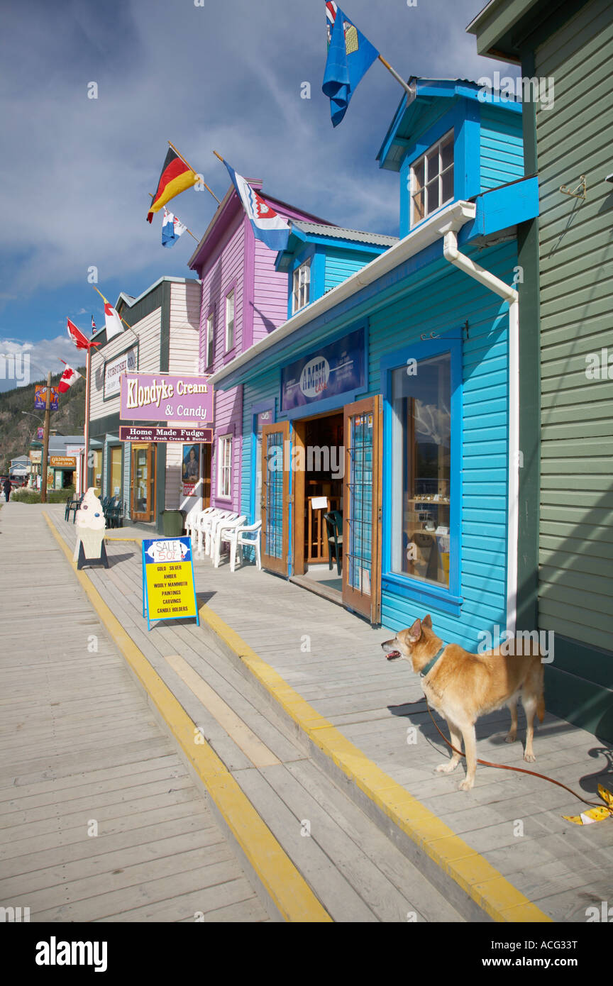 Historic Dawson City in the Yukon Territory of Canada at the junction ...