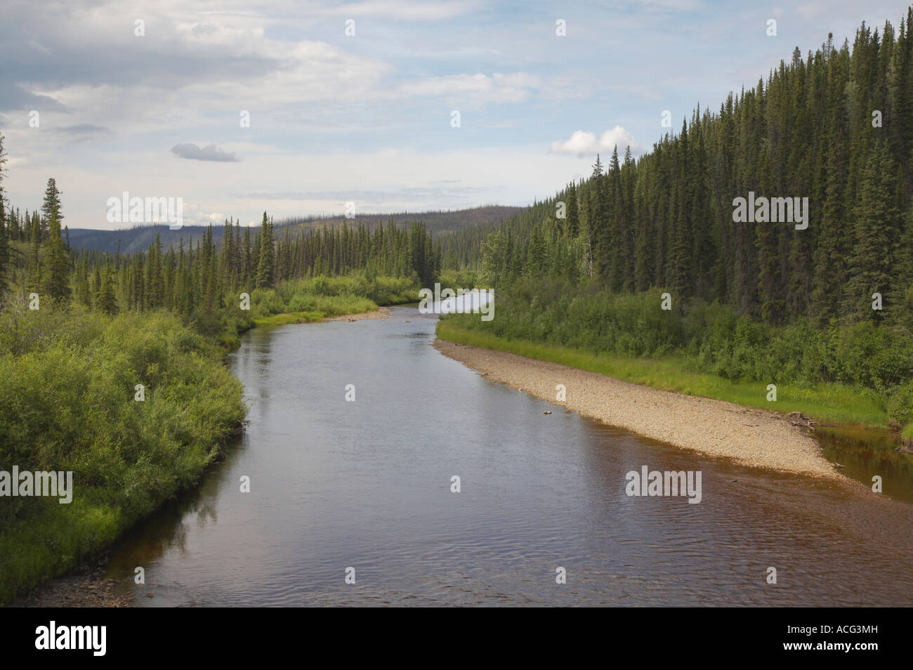 South Fork Forty Mile River along the Taylor Highway in Alaska Stock ...