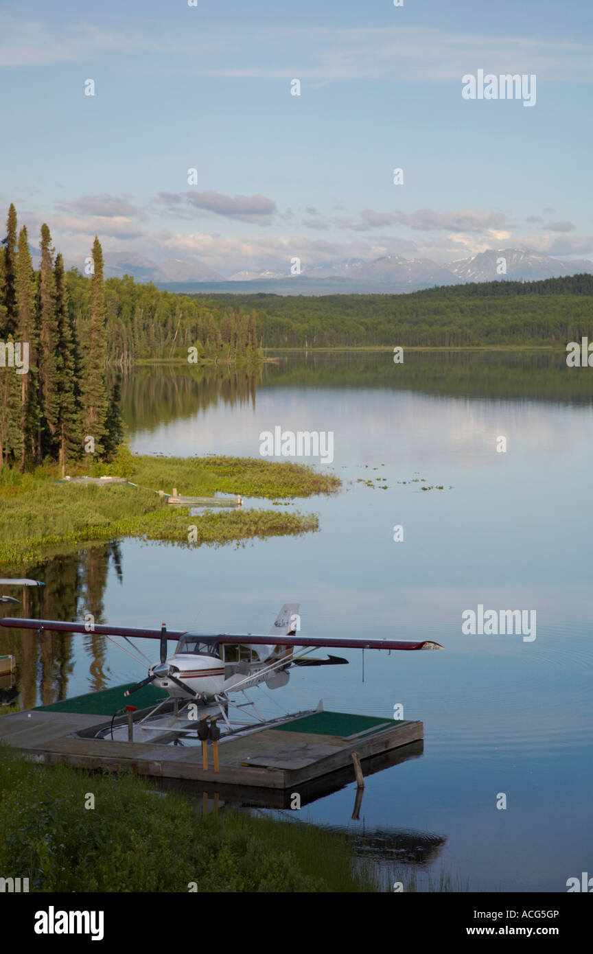 Float planes on small lake in Talkeetna Alaska Stock Photo Alamy