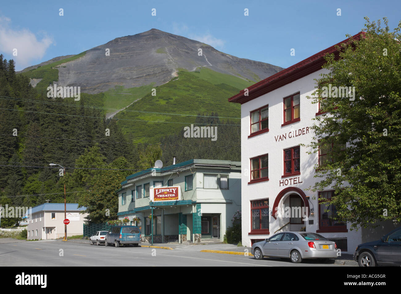 Van Gilder Hotel and Liberty Theatre in Seward Alaska Stock Photo