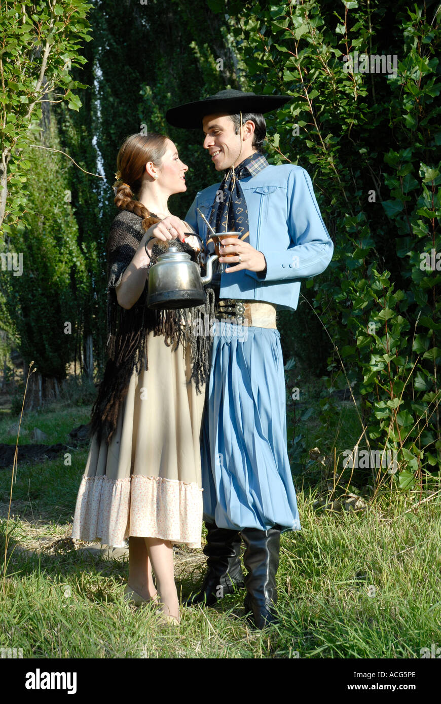 Dancers in Patagonian traditional costumes on an estancia El Calafate  Patagonia Argentina Stock Photo - Alamy