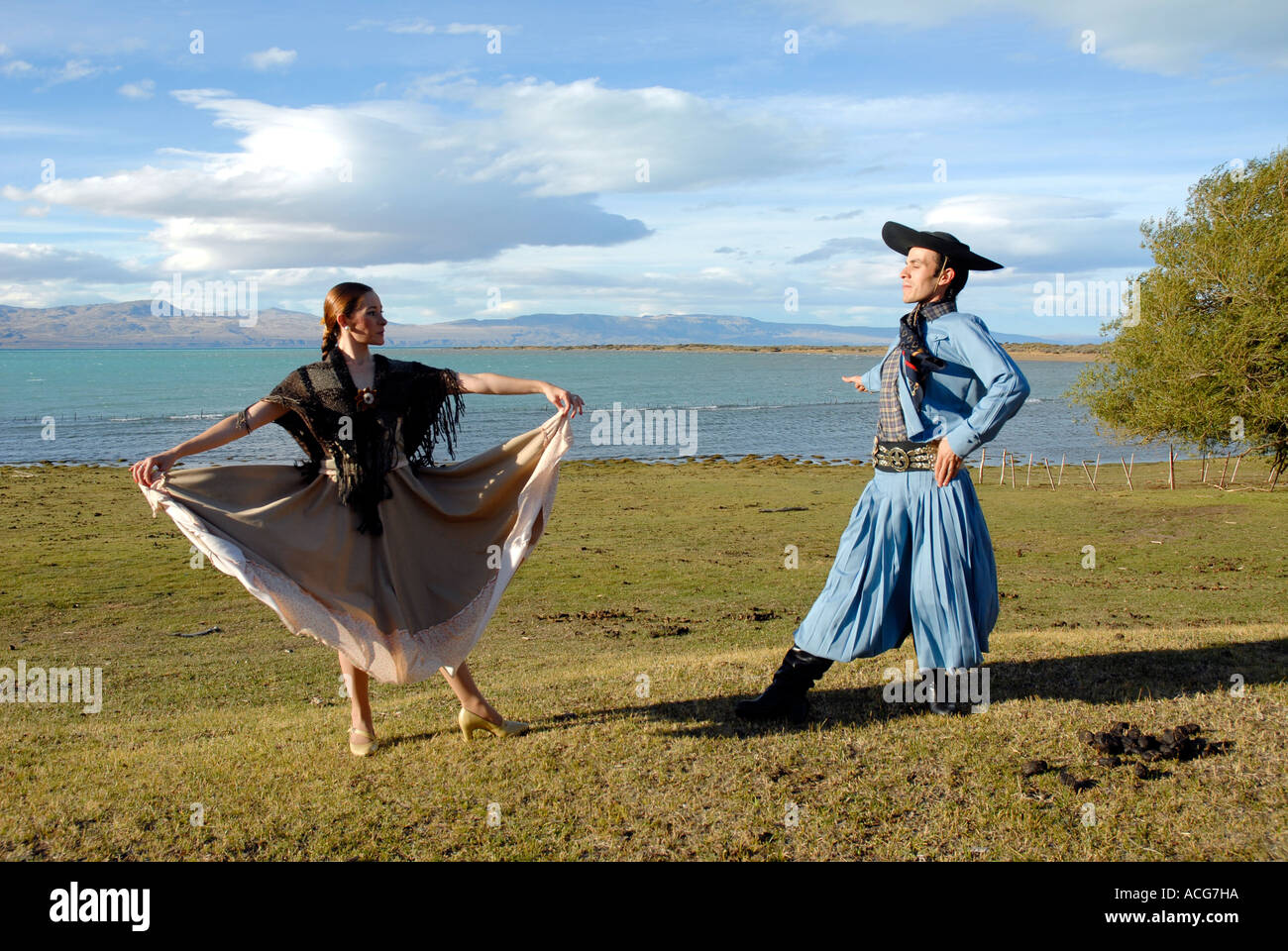 Dancers in Patagonian traditional costumes on an estancia El Calafate  Patagonia Argentina Stock Photo - Alamy