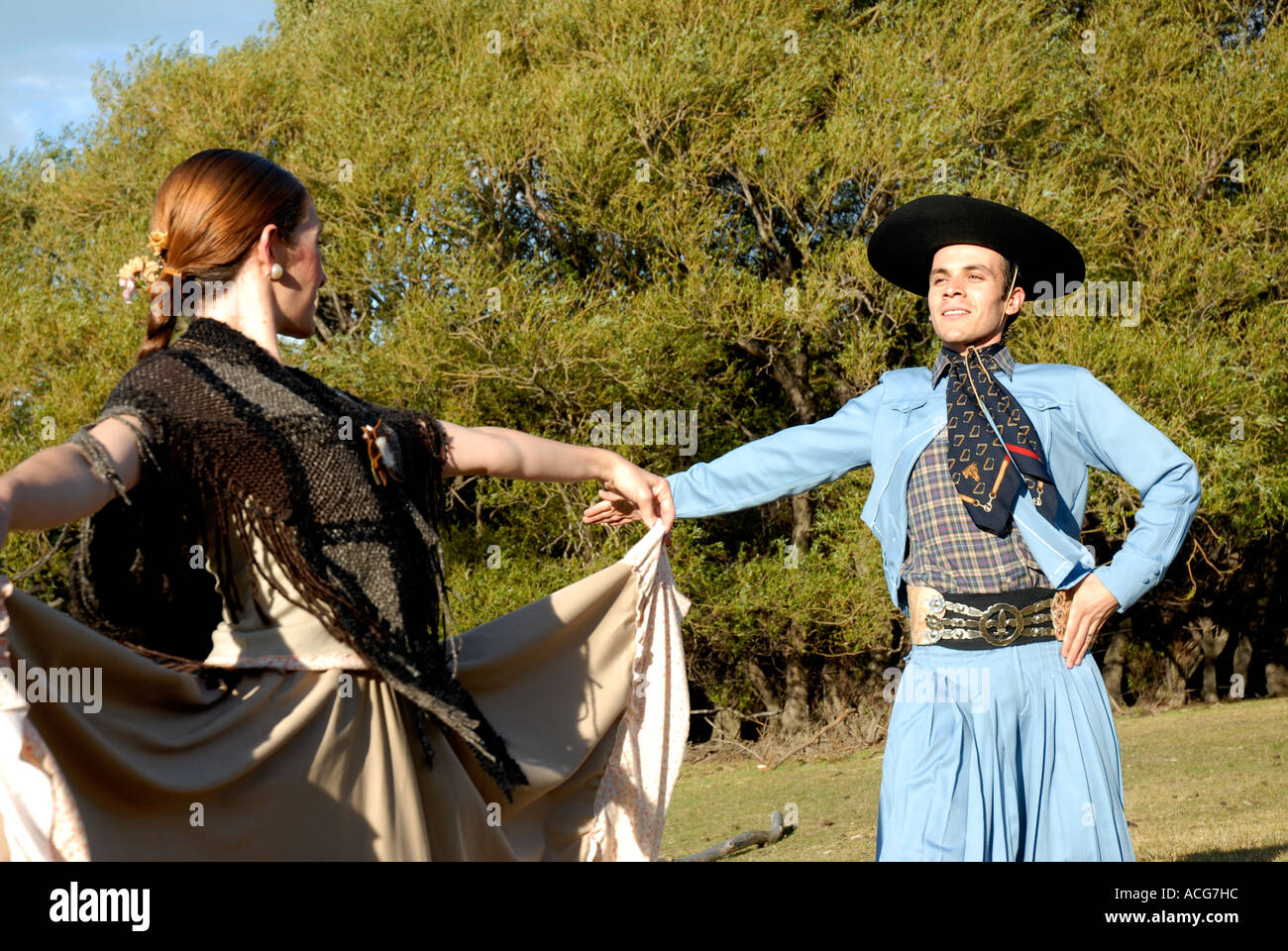 Dancers in Patagonian traditional costumes on an estancia El Calafate  Patagonia Argentina Stock Photo - Alamy