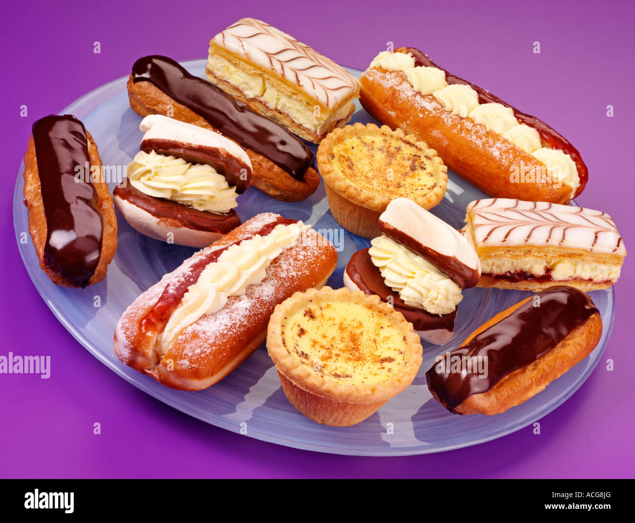 SELECTION OF CREAM CAKES Stock Photo Alamy