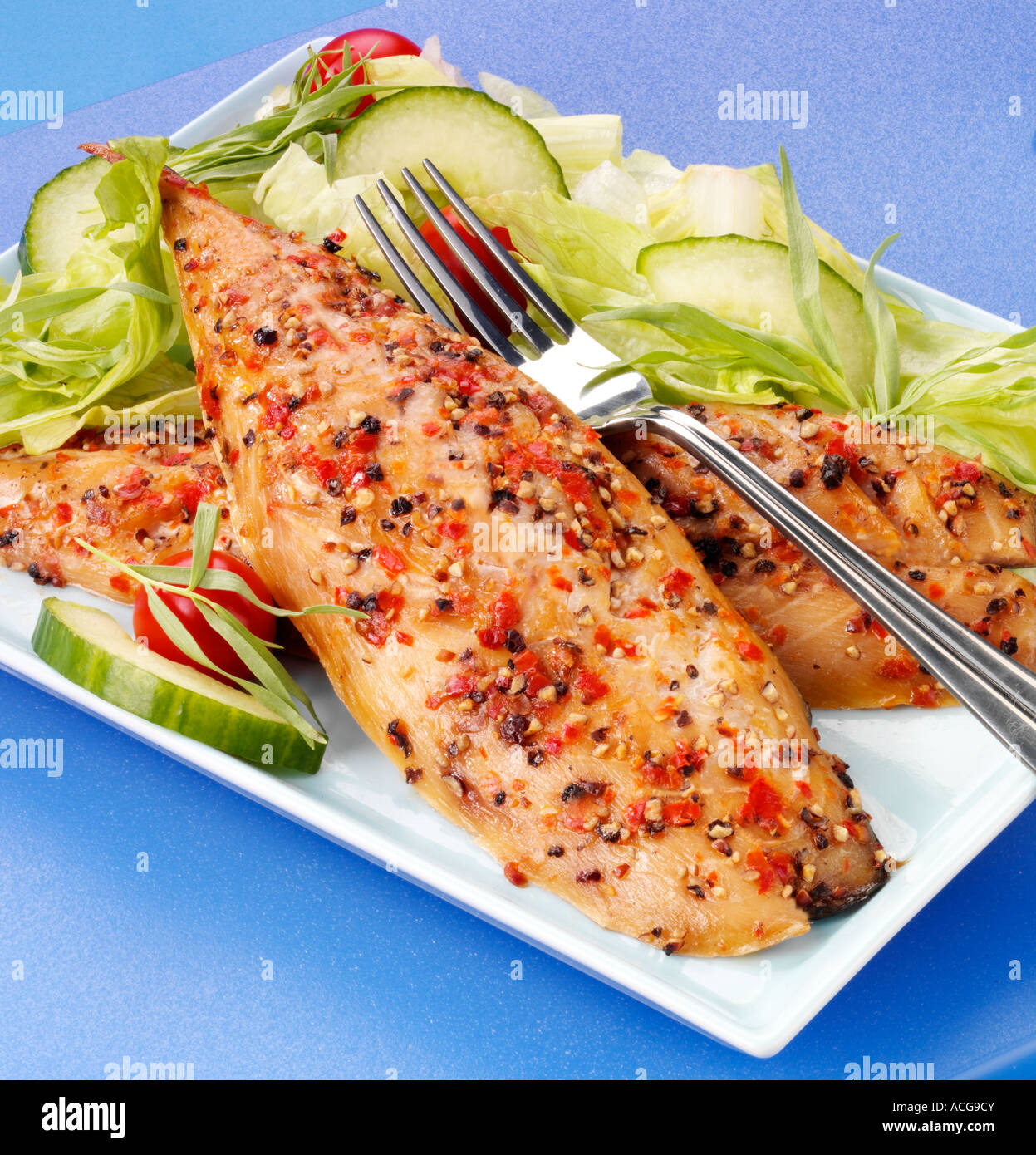 PEPPERED SMOKED MACKEREL Stock Photo Alamy