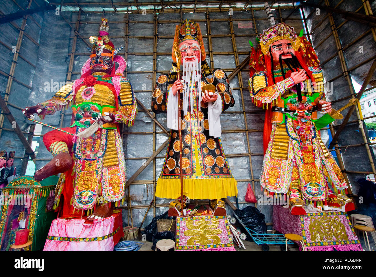 Religious Effigies at Cheung Chau Island Bun Festival Hong Kong SAR Stock Photo