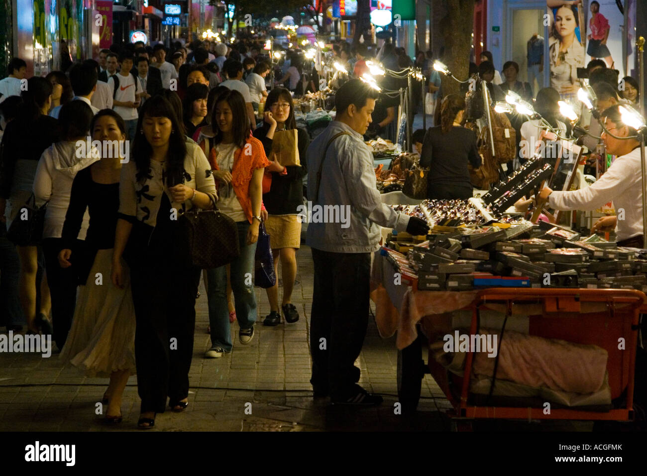 Shopping at Myeongdong Night Market Seoul South Korea Stock Photo Alamy